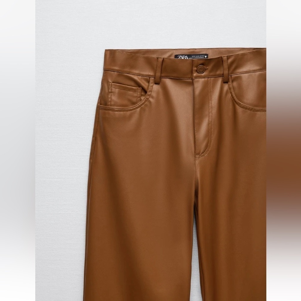 Zara Brown Faux Leather Pants - Picture 12 of 13